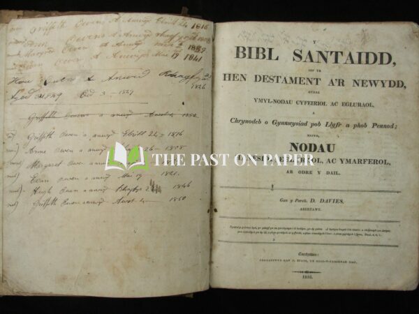 Welsh Family Bible of Evan Pugh and Margaret Richard of Pandy-Bach, Dongelly, 1816 - Image 2