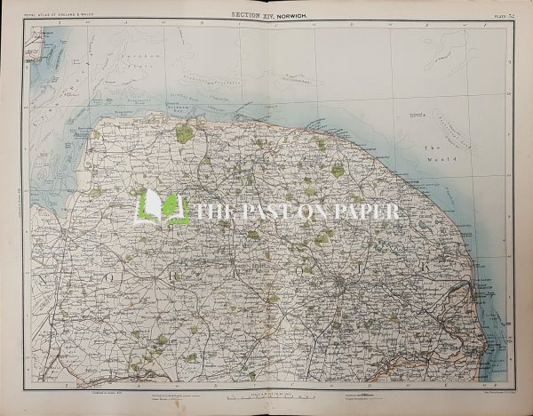 Victorian map of Norfolk and Norwich, Published 1891