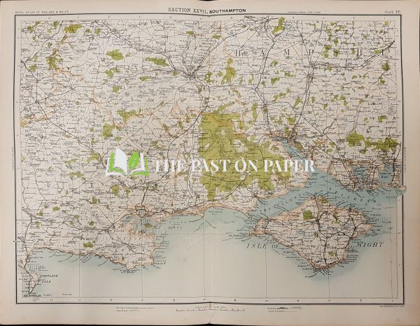 Victorian map of Southampton, Isle of Wight and The New Forest, Published 1891