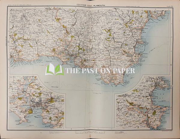 Victorian map of Plymouth and South Devon, Published 1891