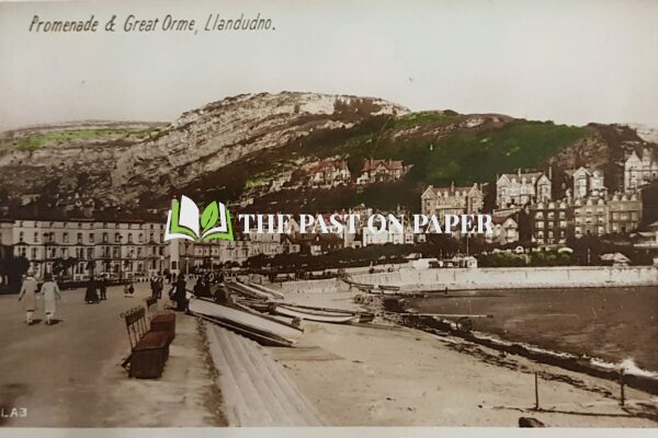 Used postcard of Promenade & Great Orme,Llandudno, Posted to High Street, Kettering, 1921